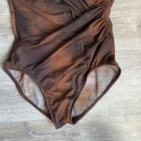 Miraclesuit® Chocolate Brown Wrap One-Piece Swimsuit 12 - Picture 4 of 8